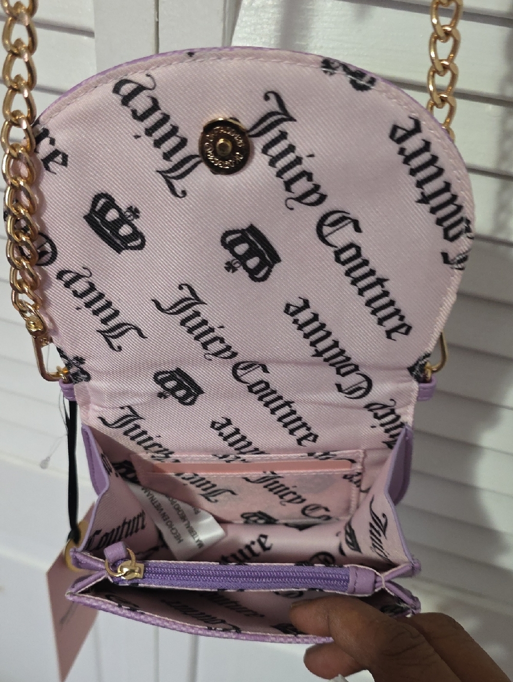JUICY COUTURE "JUICY RUN THE WORLD" MINI ROUNDED FLAP BIFOLD CROSSBODY NWT - Picture 5 of 10
